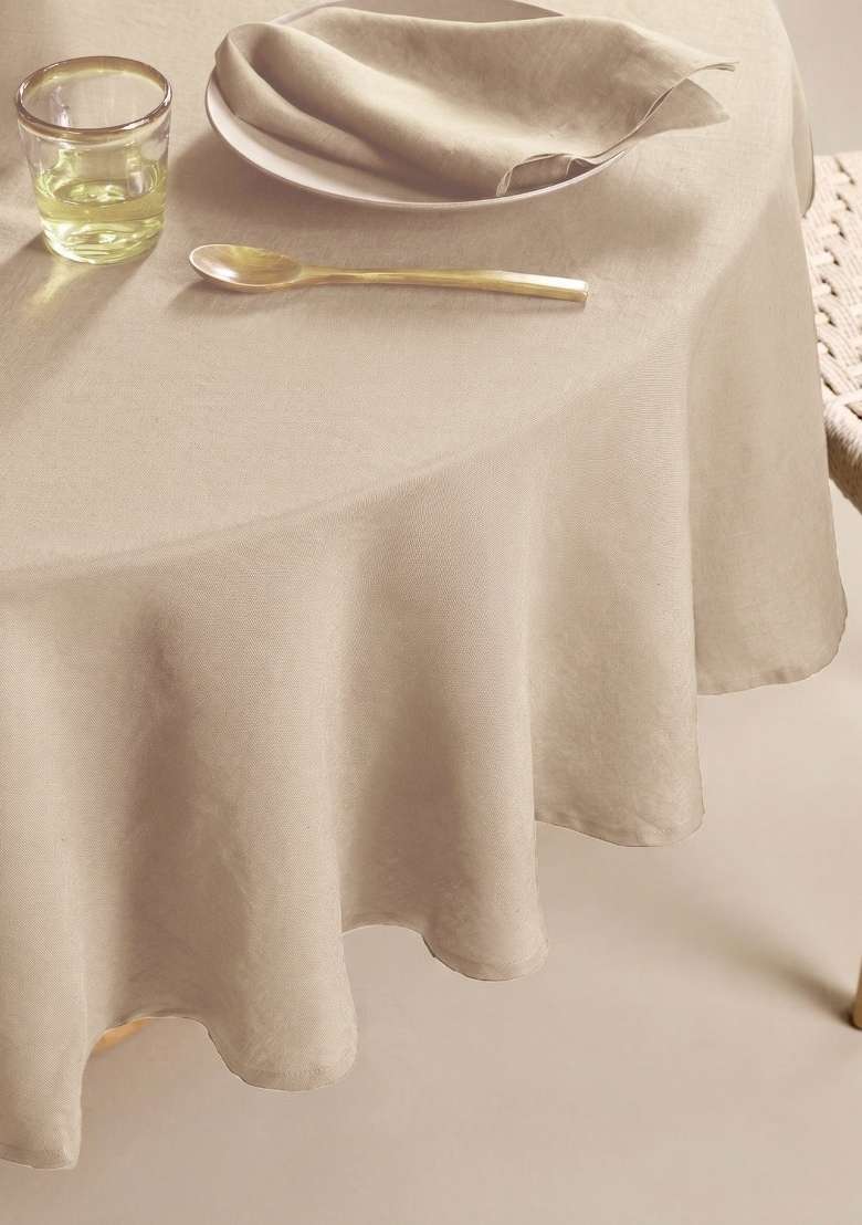 Tan European Linen table cover - Indya