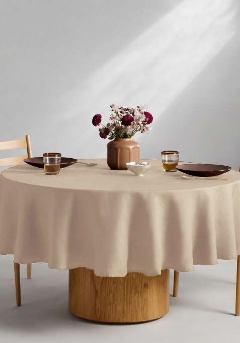Tan European Linen table cover