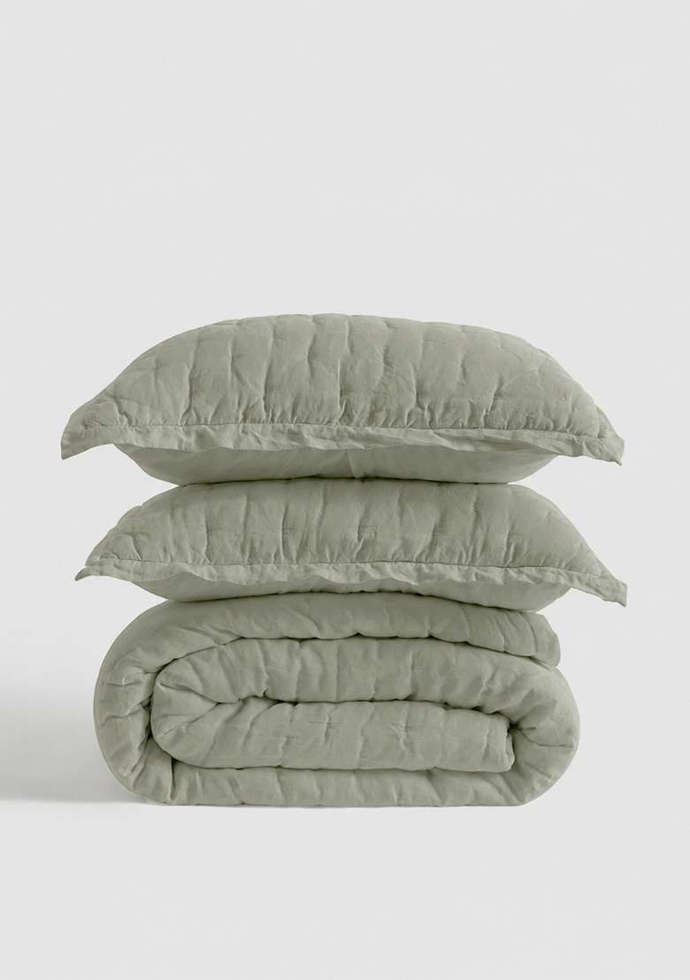 Olive European Linen Dream Quilt Set - Indya