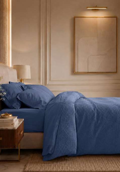 Elephant Grey Organic Luxe Honeycomb Duvet Cover