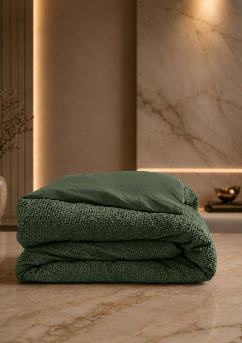 Pine Organic Luxe Honeycomb Duvet Cover - Indya
