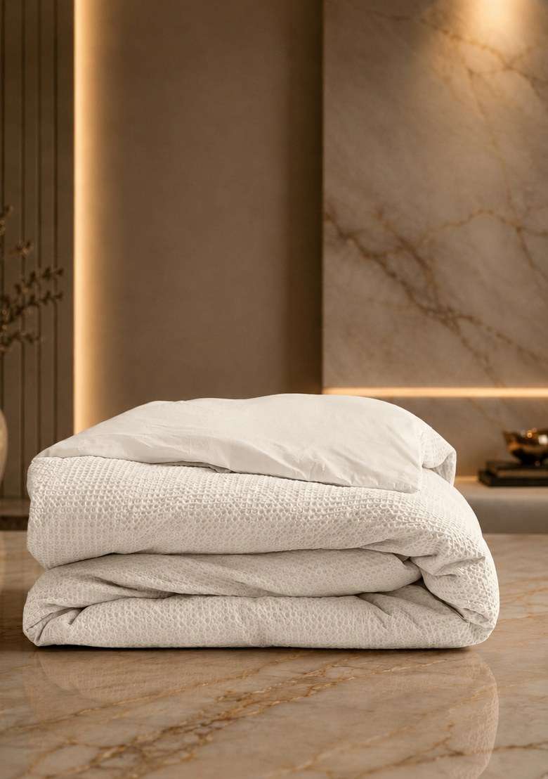 Undyed Organic Luxe Honeycomb Duvet Cover - Indya
