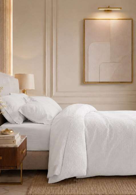 Star White Organic Luxe Honeycomb Duvet Cover