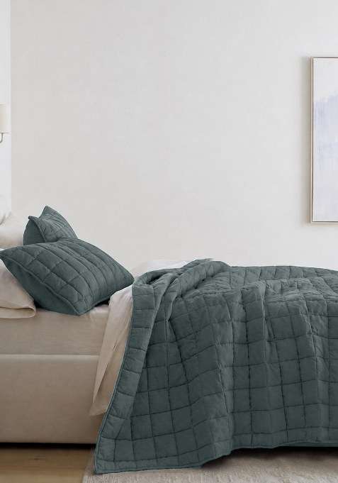 Lite Charcoal European Linen Box Quilt