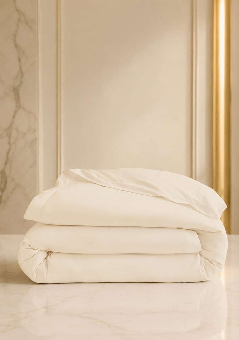 Ivory Signature Giza Cotton Sateen Duvet Cover - Indya