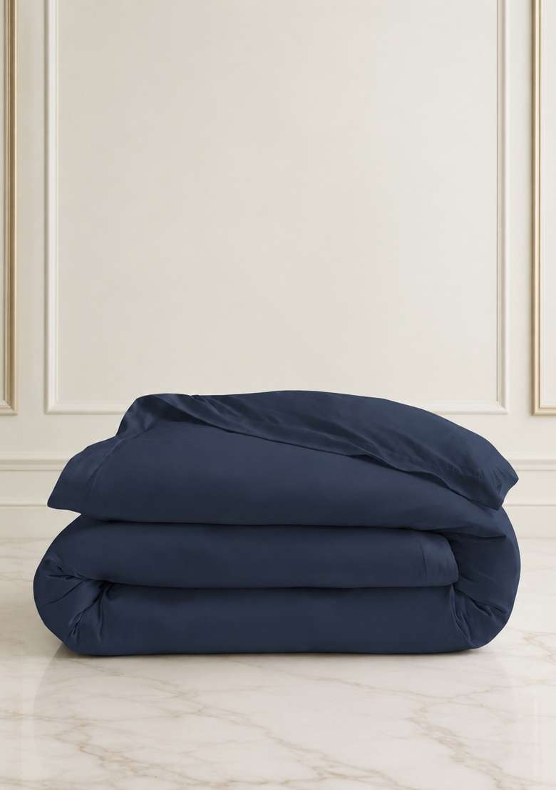 Navy Signature Giza Cotton Sateen Duvet Cover - Indya
