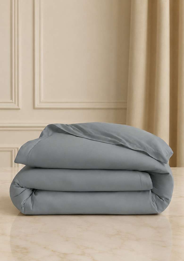 Silver Signature Giza Cotton Sateen Duvet Cover - Indya