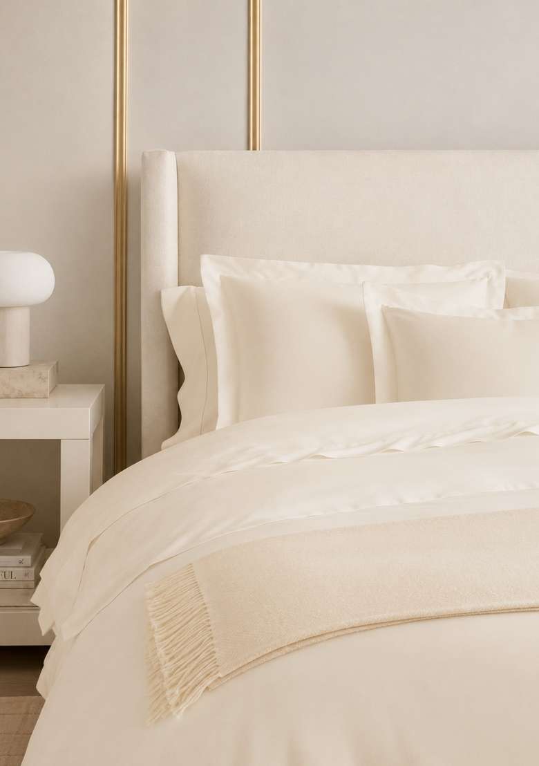 Ivory Signature Giza Cotton Sateen Duvet Cover Set - Indya