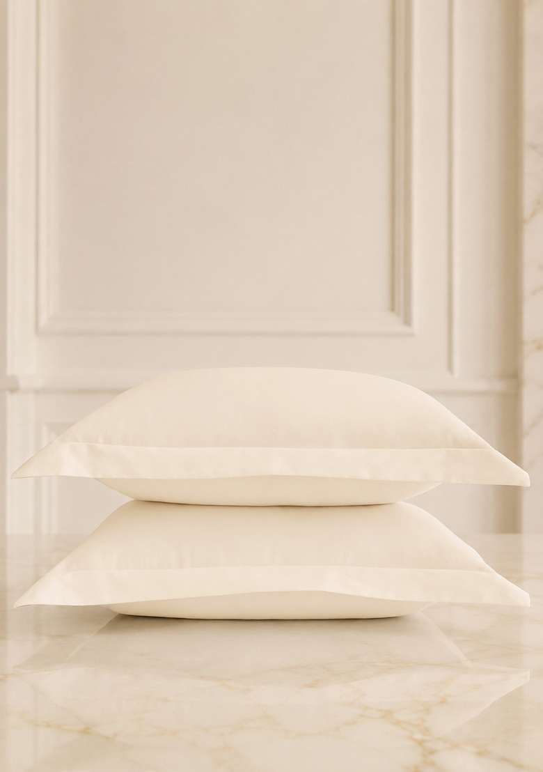 Ivory Signature Giza Cotton Sateen Sham Set - Indya