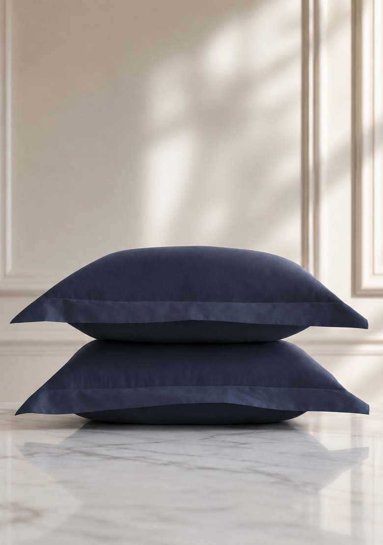 Navy Signature Giza Cotton Sateen Sham Set - Indya