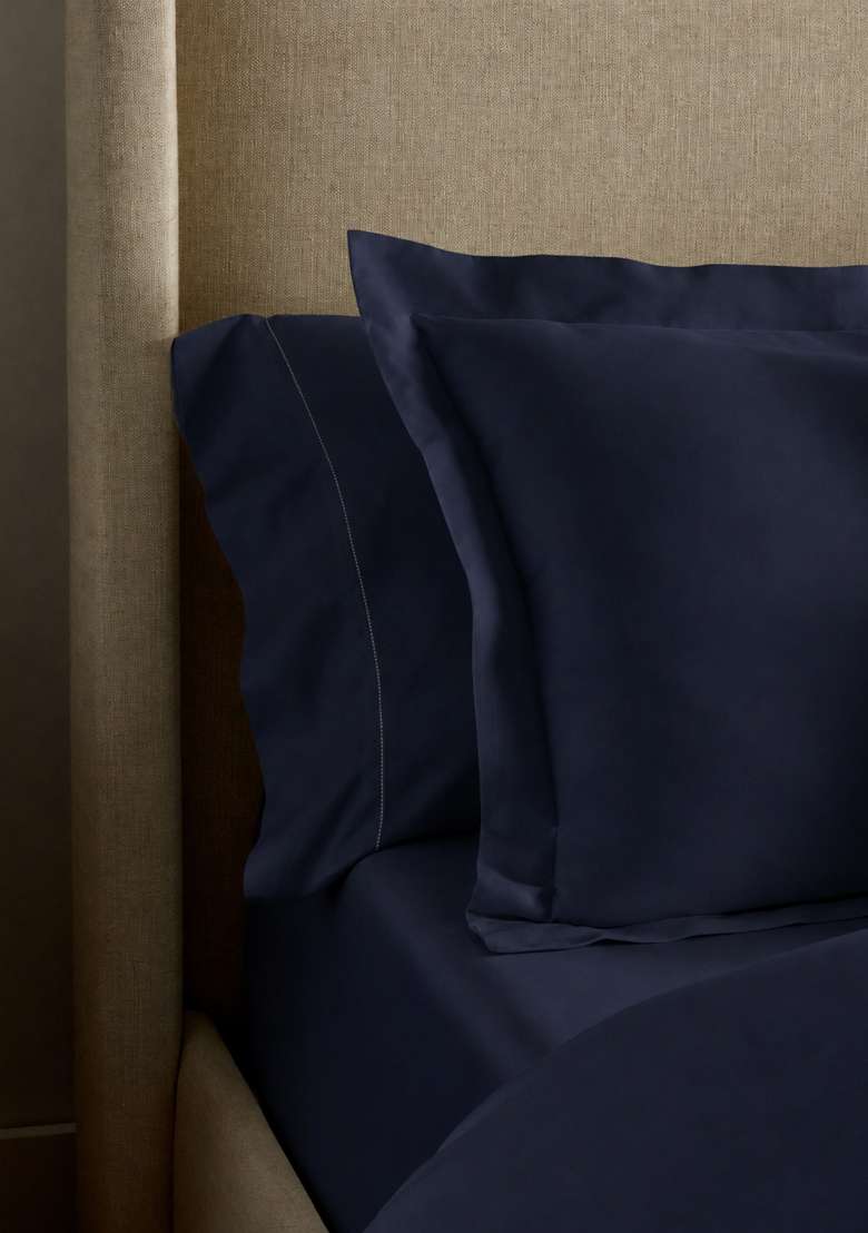 Navy Signature Giza Cotton Sateen Sham Set - Indya