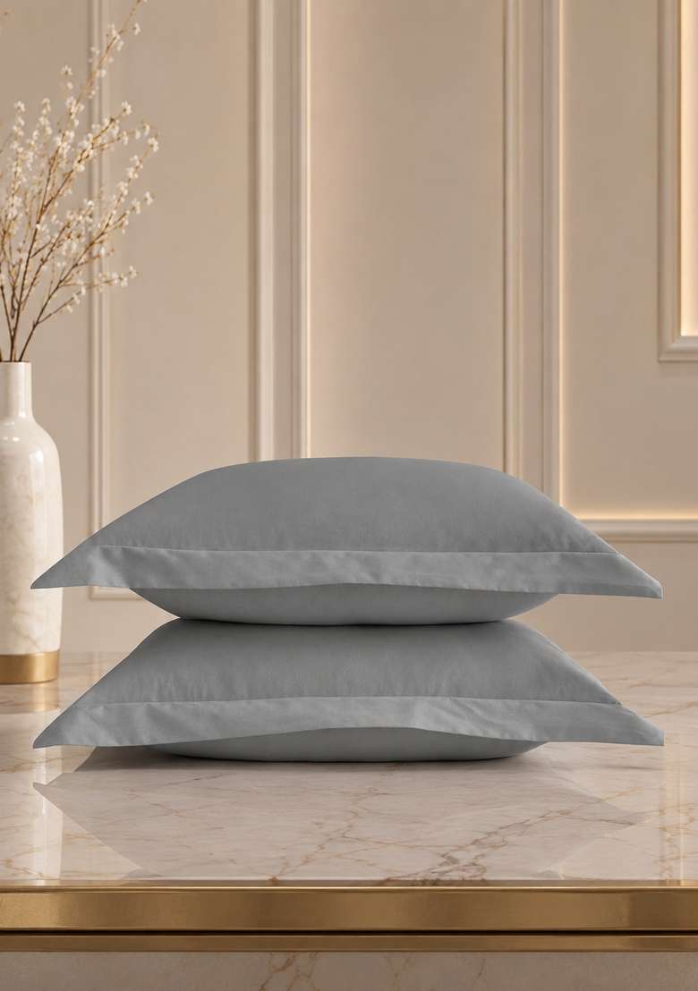 Silver Signature Giza Cotton Sateen Sham Set - Indya