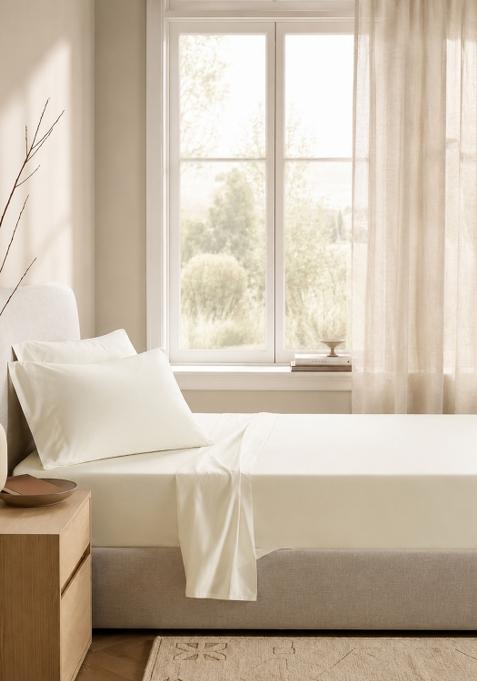 Ivory Organic Crisp Percale Pillowcase Set