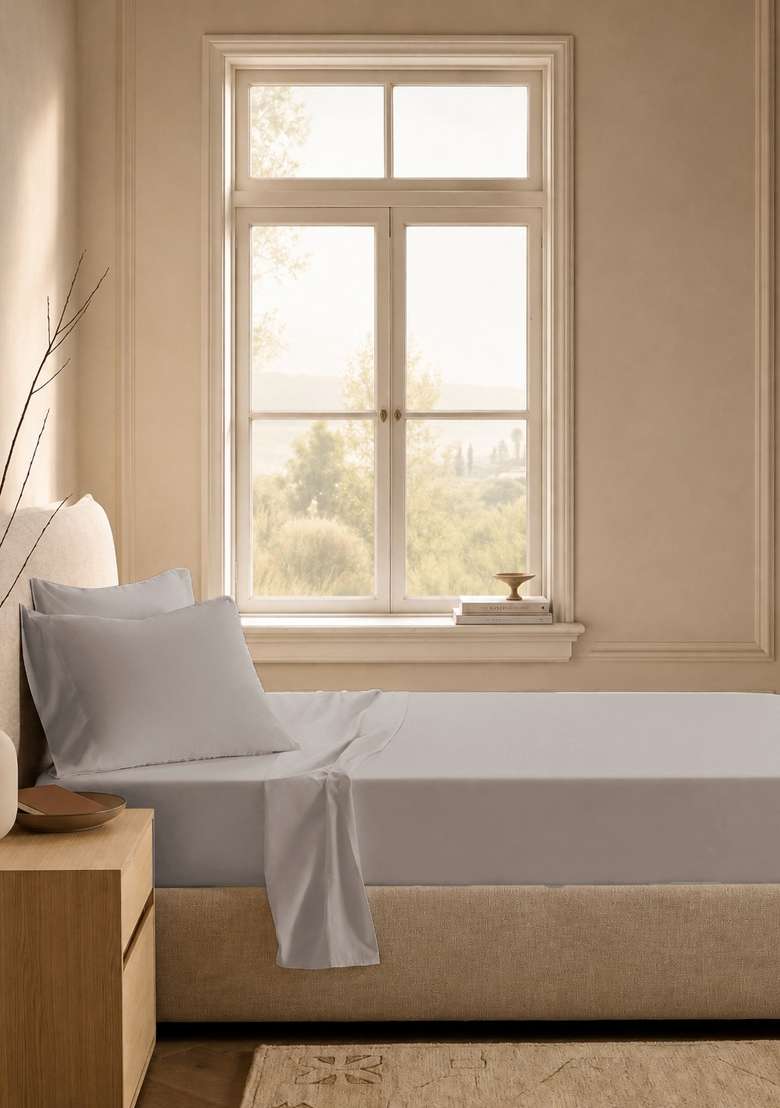 Light Grey Organic Crisp Percale Pillowcase Set - Indya