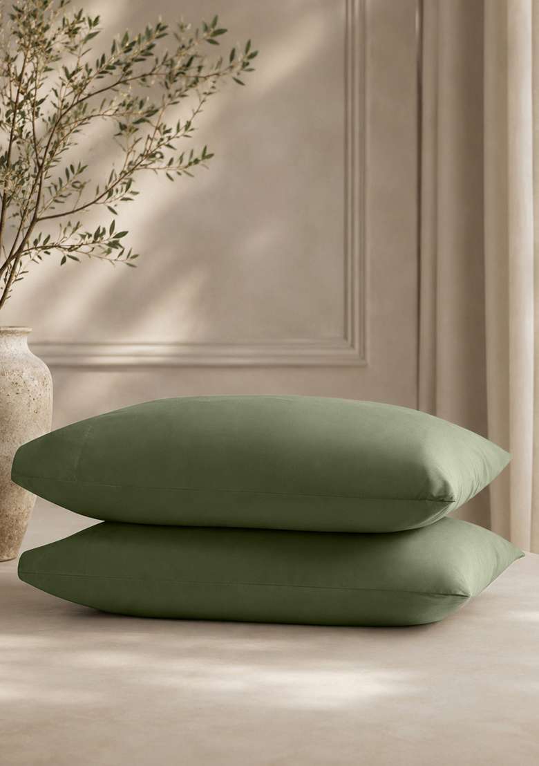 Olive Organic Crisp Percale Pillowcase Set - Indya
