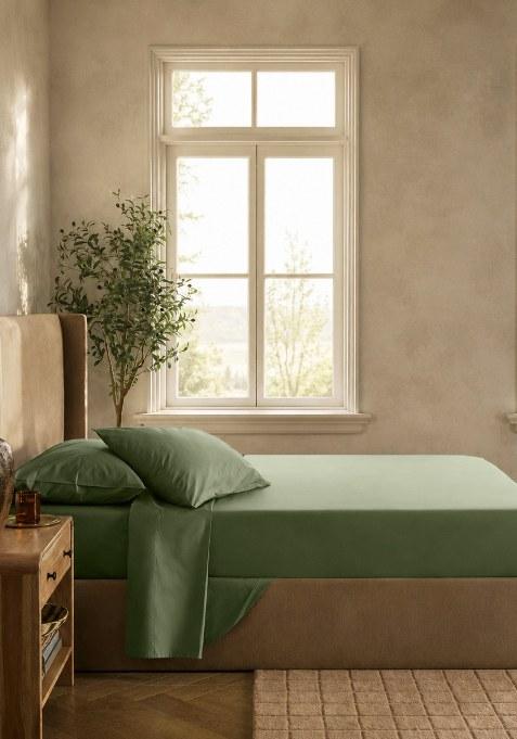Olive Organic Crisp Percale Pillowcase Set