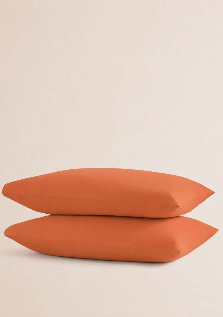 Terracotta Organic Crisp Percale Pillowcase Set - Indya