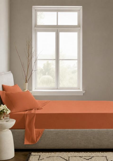 Terracotta Organic Crisp Percale Pillowcase Set