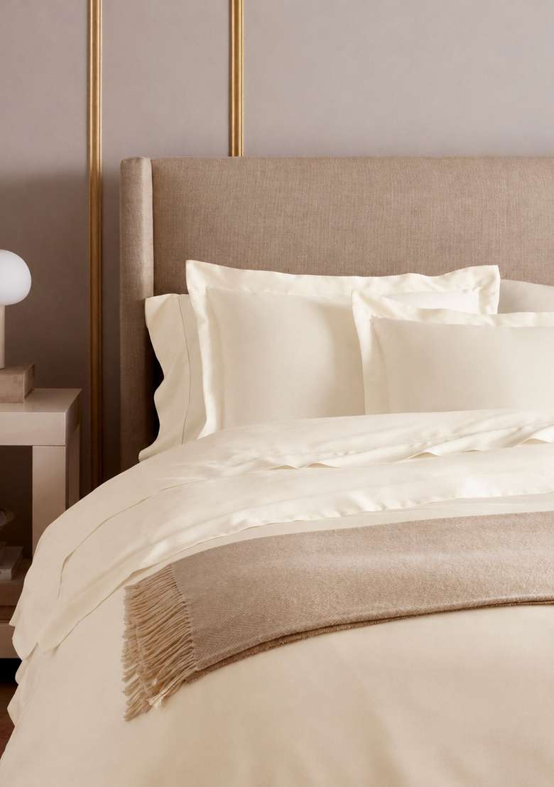Ivory Signature Giza Cotton Sateen Euro Sham - Indya