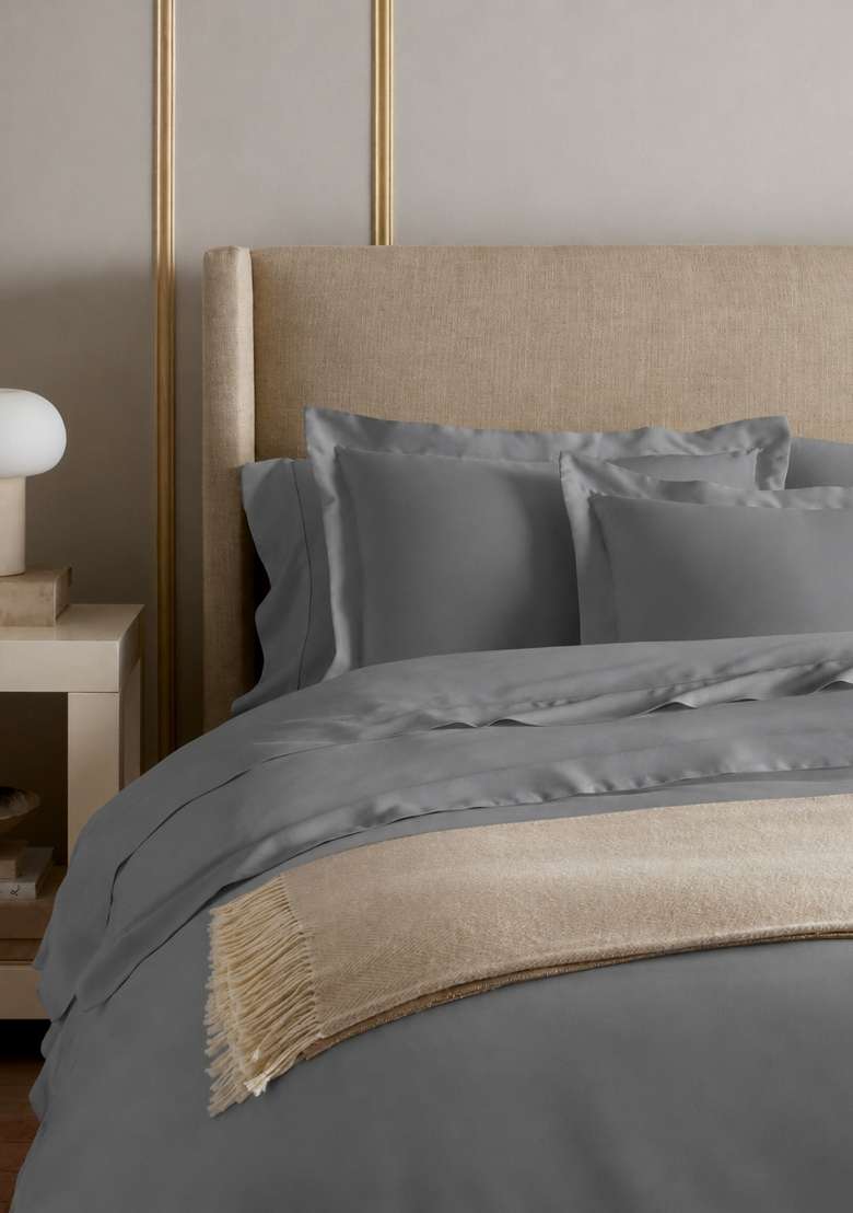 Silver Signature Giza Cotton Sateen Euro Sham - Indya