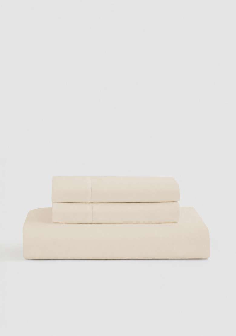 Ivory Signature Giza Cotton Sateen Fitted Sheet Set - Indya