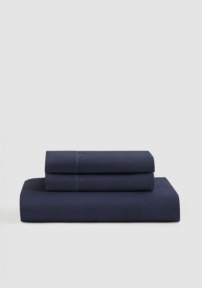 Navy Signature Giza Cotton Sateen Fitted Sheet Set - Indya
