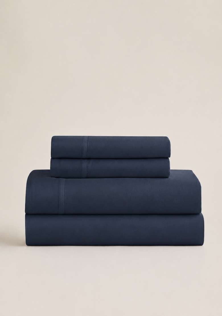 Navy Signature Giza Cotton Sateen Sheet Set - Indya