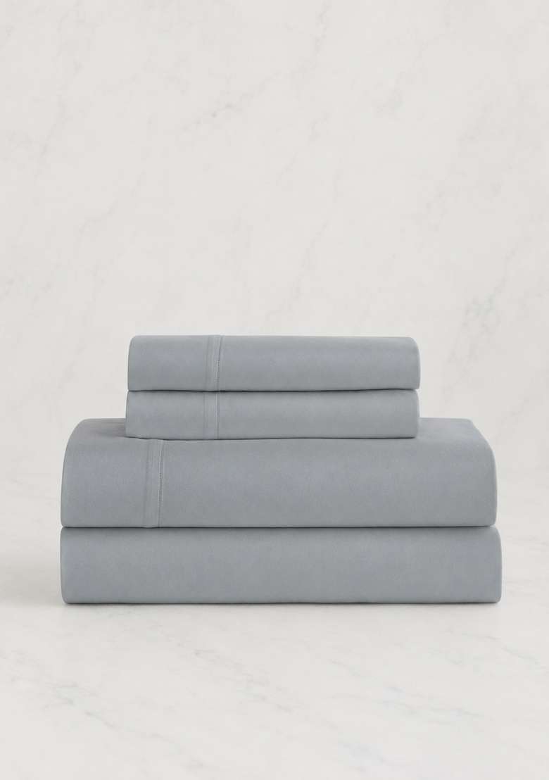Silver Signature Giza Cotton Sateen Sheet Set - Indya