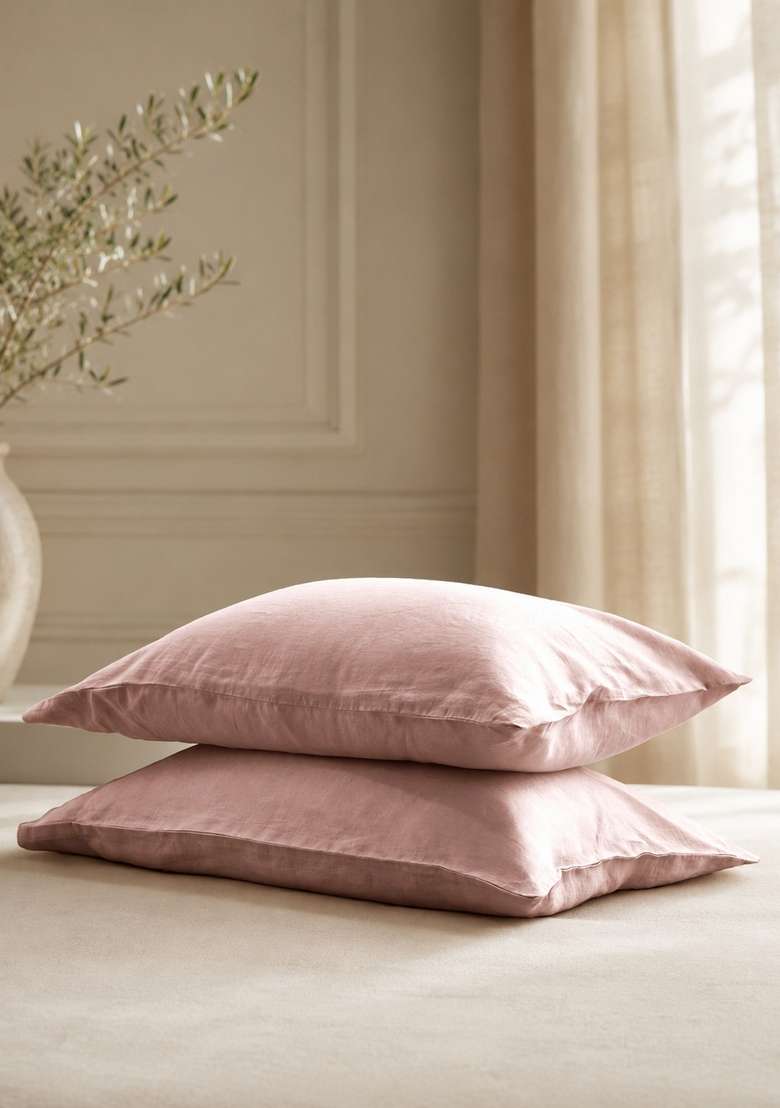 Dusty Mauve European Linen Pillowcase Set - Indya