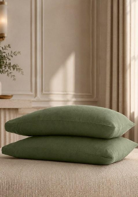 Dusty Olive European Linen Pillowcase Set