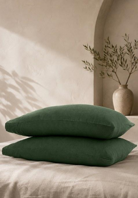 Pine European Linen Pillowcase Set
