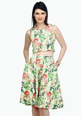 Day Floral Scuba Midi Skirt