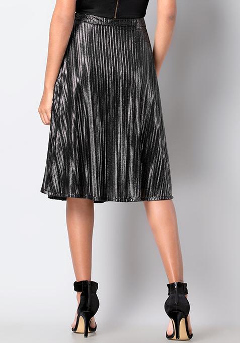 Buy Women Black Pleated Midi Skirt - Trends Online India - FabAlley