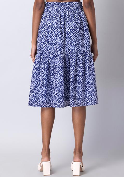 Buy Women Blue Floral Midi Skirt - Beach Wear Online India - FabAlley