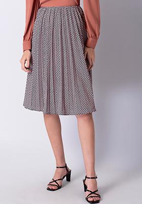 Sandwich Tulip Skirt cream-black abstract pattern elegant Fashion Skirts Tulip Skirts 
