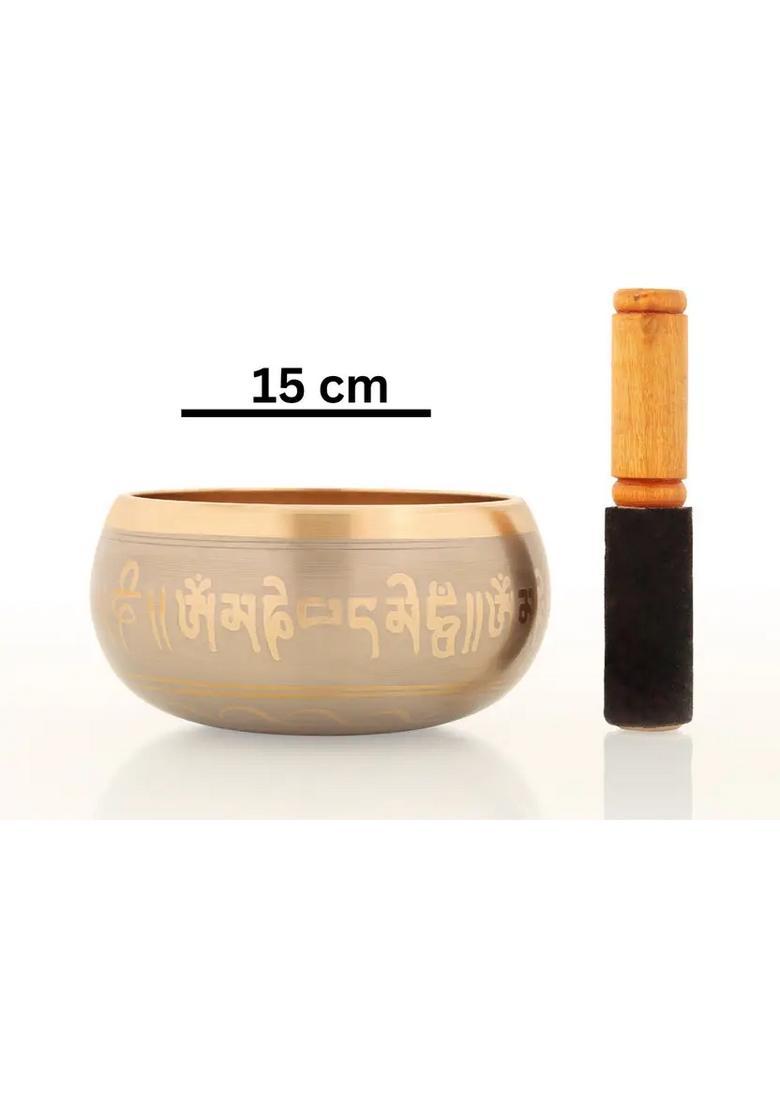 Tibetan Antique Mantra Singing Bowl 1.5 Kg Yellow Meditation & Healing - Indya