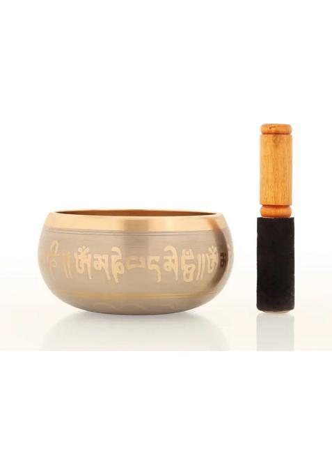 Tibetan Antique Mantra Singing Bowl 1.5 Kg Yellow Meditation & Healing