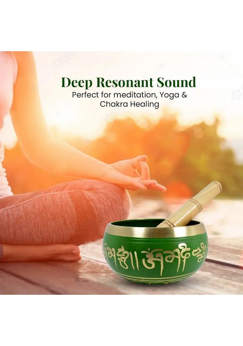 Tibetan Meditation Singing Bowl 3.5 Inch Green Music Therapy - Indya