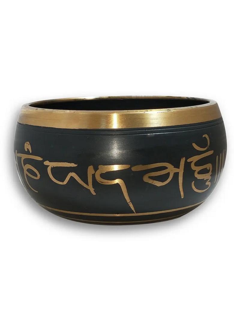 Tibetan Meditation Bowl 4 Inch Gautam Buddha Design Inside - Indya