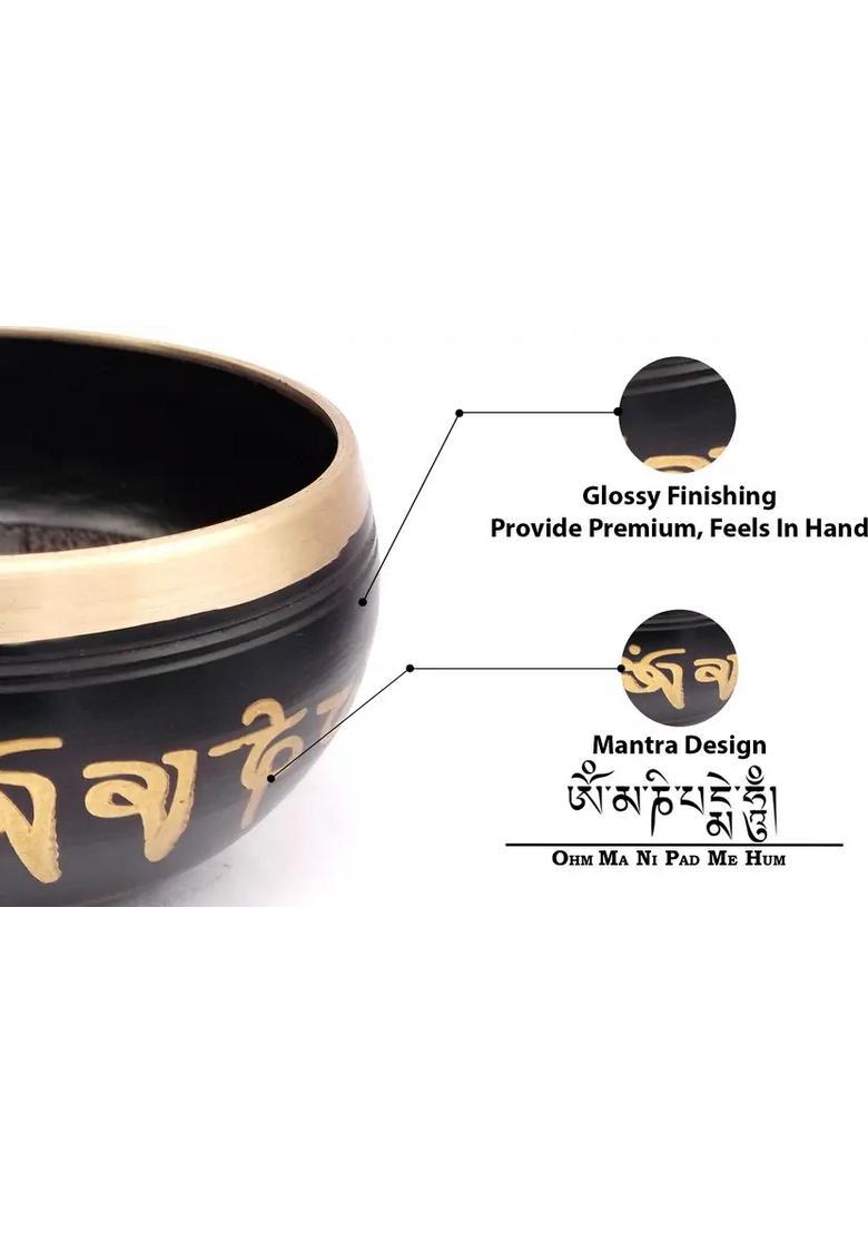 Tibetan Singing Bowl 3.5 Inch Glossy Finish With Dual Side Striker - Indya