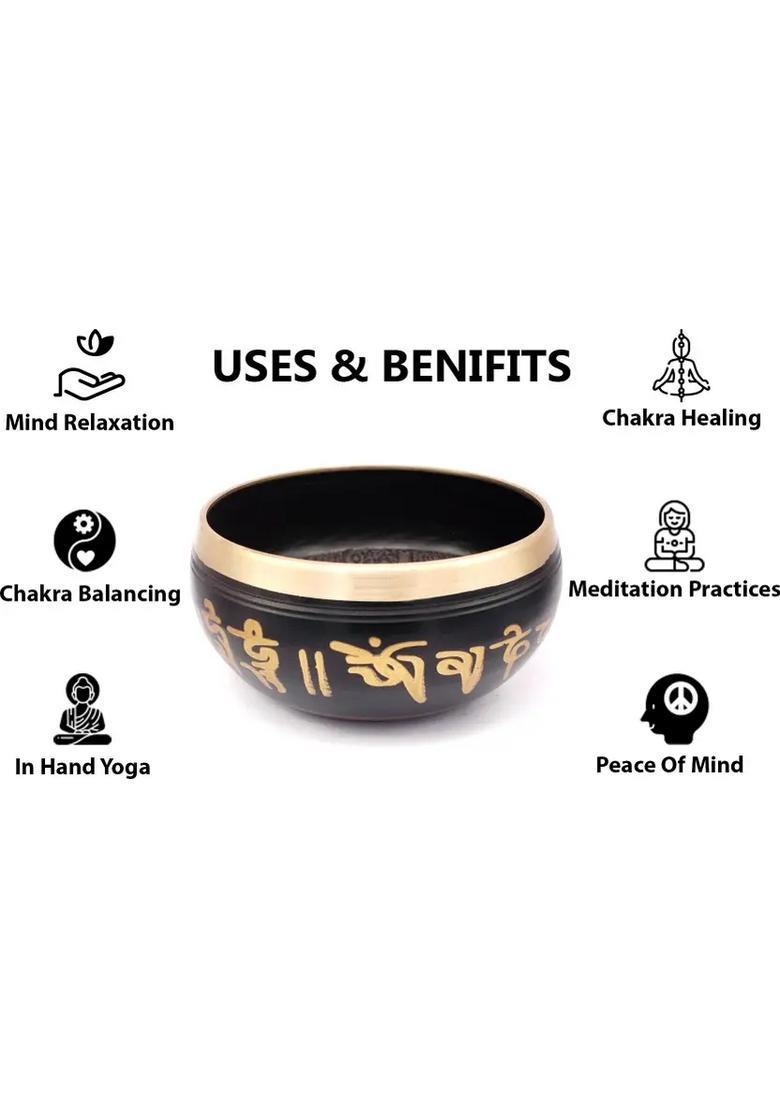 Tibetan Singing Bowl 3.5 Inch Glossy Finish With Dual Side Striker - Indya