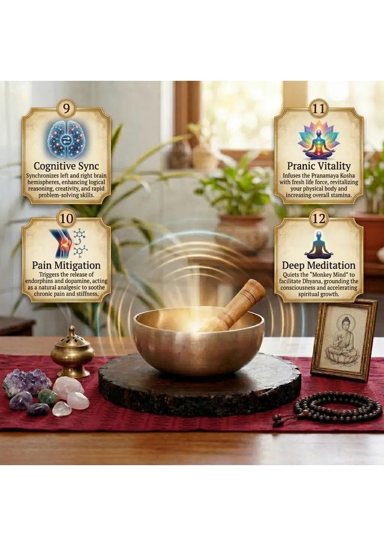 8 Metal Tibetan Singing Bowl 5 Inch Set With Mallet & Cushion For Yoga - Indya