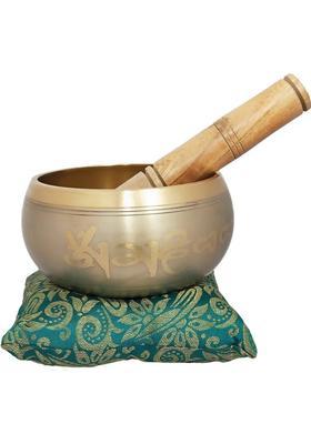 Brass Tibetan Singing Bowl 5 Inch Gautam Buddha Design Inside