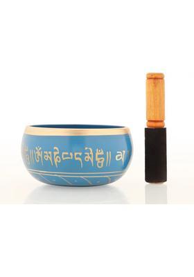 Tibetan Meditation Bowl 6 Inch Blue Mantra Design