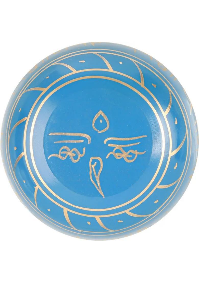 Tibetan Meditation Bowl 6 Inch Blue Mantra Design - Indya