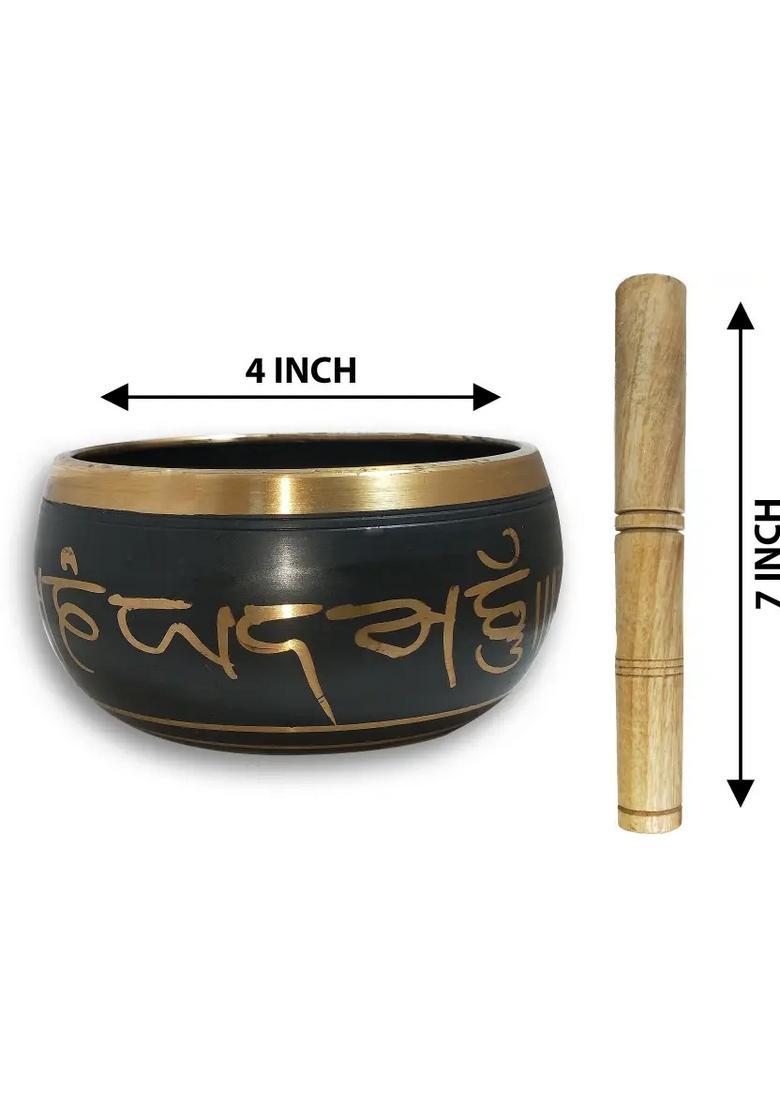 Tibetan Meditation Bowl 4 Inch Gautam Buddha Design Inside - Indya