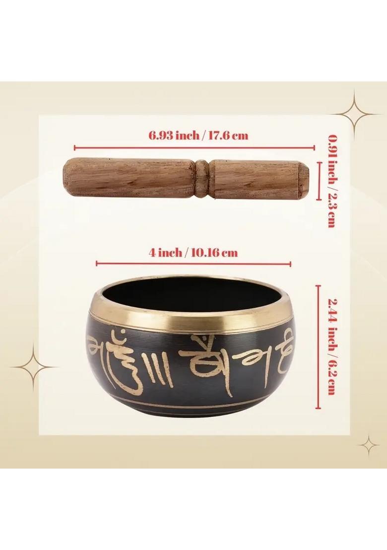 Tibetan Buddhist Om Prayer Instrument With Striker Stick Medium 4 Inch - Indya