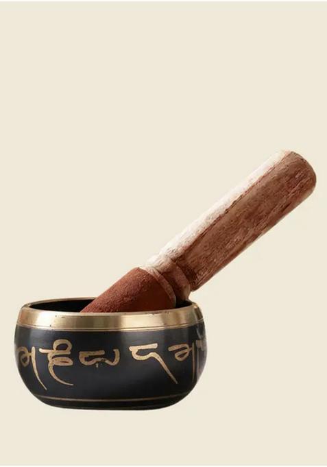 Tibetan Buddhist Om Prayer Instrument With Striker Stick Medium 4 Inch