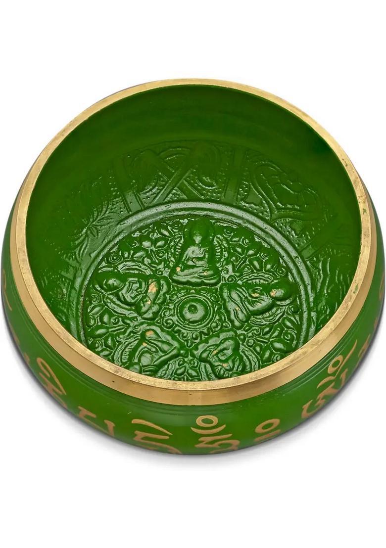 Tibetan Singing Bowl 3 Inch Green For Meditation & Music - Indya