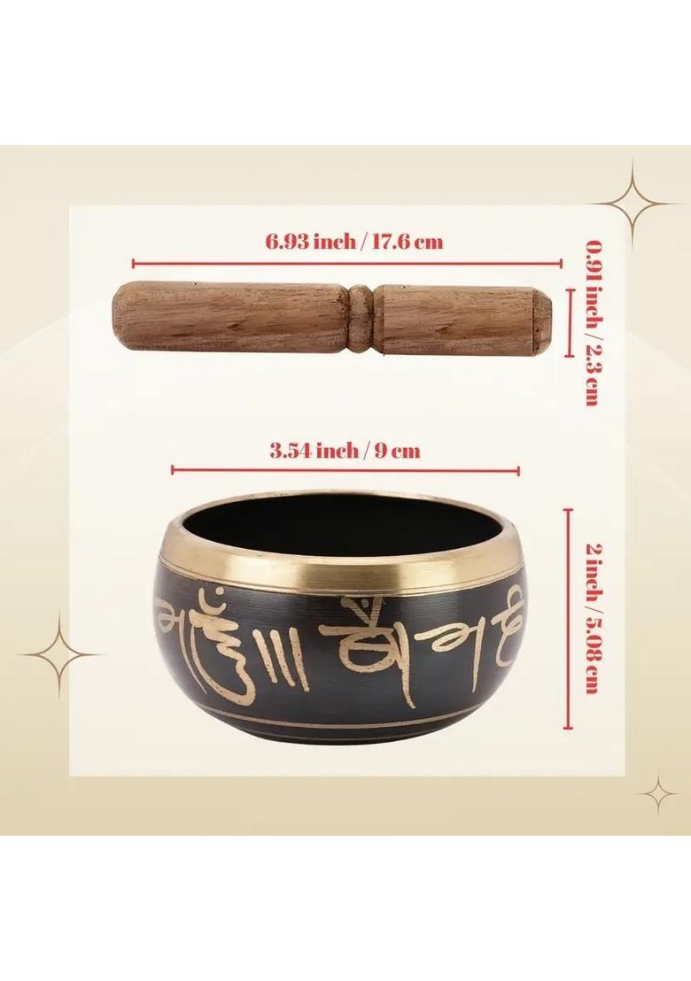 Tibetan Buddhist Om Prayer Instrument With Striker Stick Small 3.5 Inch - Indya